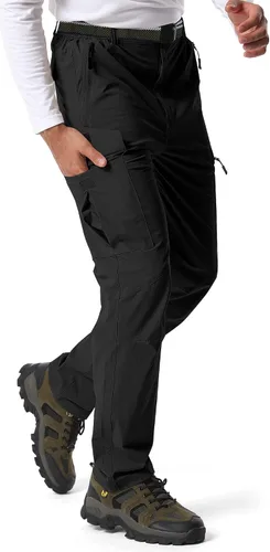 Vista 21 de Pantalones de senderismo para hombre, ligeros, transpirables, con 6 bolsillos, para verano, casual, de secado rápido, impermeables, pantalones