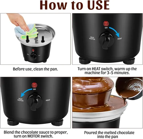 Vista 5 de Máquina de fuente de chocolate - Fuente eléctrica de 3 niveles, mini fuente de fondue de chocolate de acero inoxidable para fiestas, queso