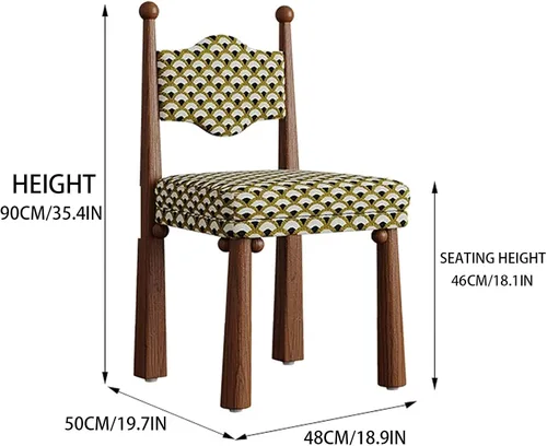 Vista 3 de Wooden Dining Room Chairs, Linen Fabric Dining Chairs Set, Accent Chairs with Backrest, Medieval Armless Makeup Chair, for Kitchens, bedrooms color1