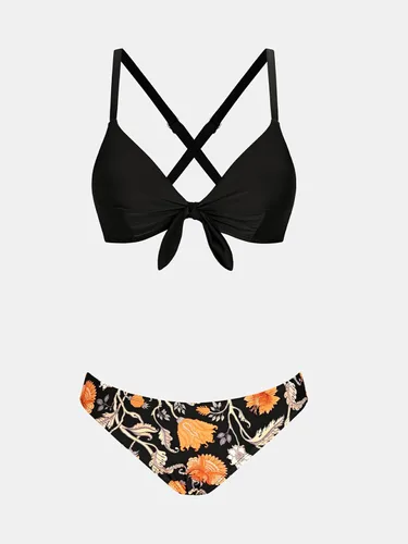 Vista 49 de CUPSHE - Conjunto de bikini de dos piezas para mujer, estampado floral y detalle de nudo de conejo