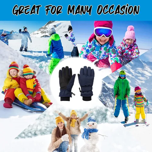 Vista 5 de JANGANNSA Guantes de esquí de invierno para niños y niñas, guantes de nieve para clima frío, guantes de esquí y snowboard impermeables con forro