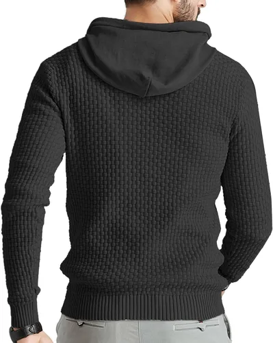 Vista 4 de Zaitun - Sudadera de punto con capucha para hombre, de manga larga, color liso, suéter con capucha