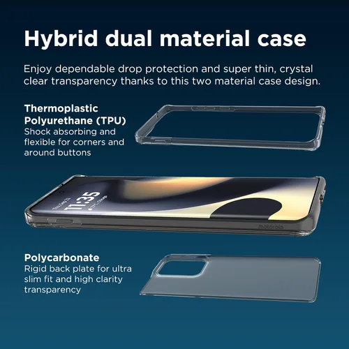 Vista 15 de Motorola Edge (2023) Funda protectora híbrida transparente - Ajuste de precisión, elegante funda para teléfono con absorción de golpes