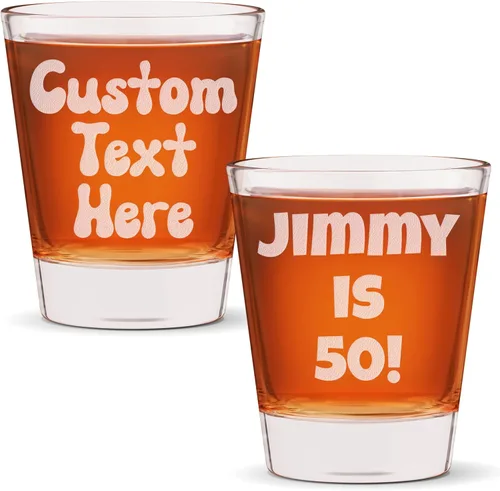 Vista 7 de Vaso de chupito personalizado, vasos de texto personalizados, grabado con láser, 2 onzas para él y ella, juego a granel (1)