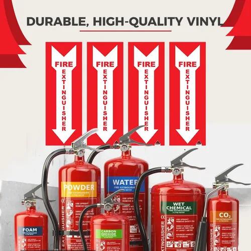 Vista 5 de Calcomanías prémium para extintor de incendios [4 unidades] – Vinilo adhesivo permanente extrema protección UV resistente a la intemperie – Uso