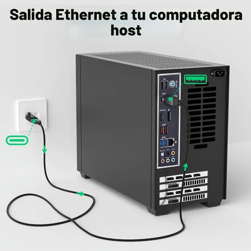 Vista 3 de Adaptador USB C a Ethernet, adaptador Ethernet macho a USB-C hembra, adaptador de red LAN de Internet tipo C a RJ45, conectado directamente