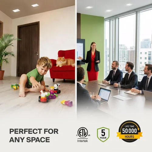 Vista 2 de ASD - Lámpara de techo empotrable LED sin bordes de 2 pulgadas, descendente sin lata con caja de conexiones, 5CCT seleccionable 2700K-5000K, 8W 636