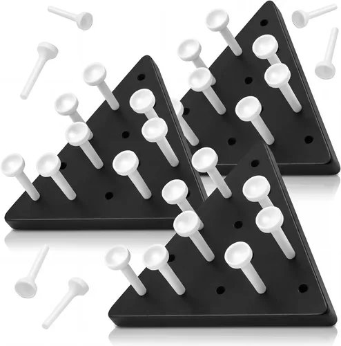 Vista 8 de Zhanmai - Juego de viaje de 3 juegos de clavijas triangulares de madera, clavija azul y naranja