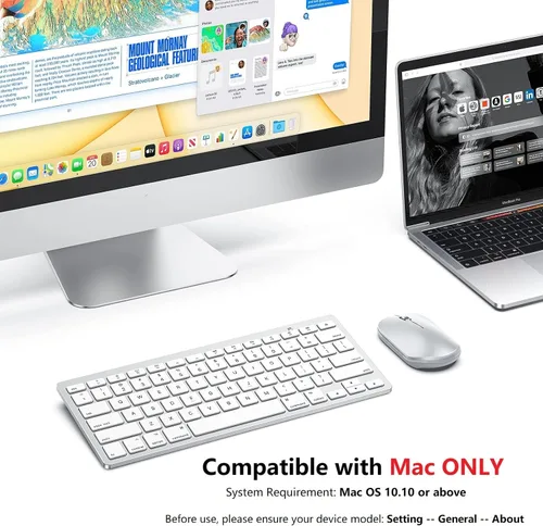 Vista 4 de OMOTON Bluetooth Keyboard Compatible with Mac ONLY, Compact Wireless Keyboard Compatible with MacBook Pro/Air, iMac, Mac mini/Pro, Silver