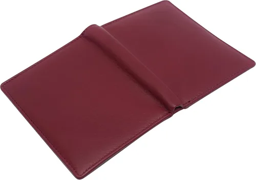 Vista 6 de Cartera de piel de cordero premium con bloqueo RFID, plegable, hipster, para tarjetas de crédito, CN Borgoña, Plegable