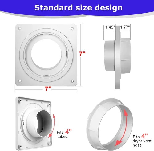 Vista 3 de Kit de Conector de Ventilación para Secadora Senshare, Placa de Pared para Ventilación de Secadora con Conexión y Desconexión Rápida, Kit