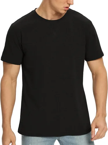 Vista 2 de NITAGUT Camiseta clásica de algodón para hombre con cuello redondo