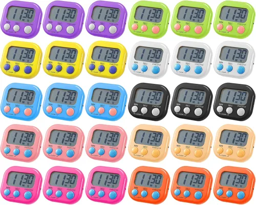 Vista 10 de Weewooday 50 temporizadores grandes para el aula, cronómetro, temporizador digital magnético para cocina, cuenta regresiva, multifunción, alarma