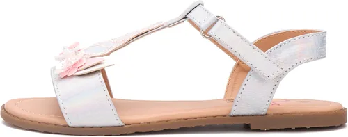 Vista 3 de Olivia Miller Zapatos para niños, Majestic Strappy brillante plata niñas sandalias de diapositivas planas