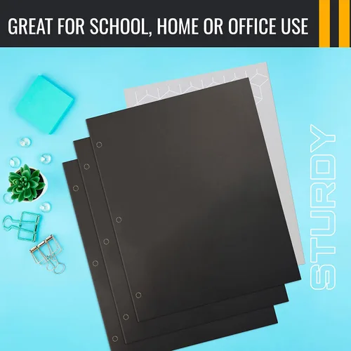 Vista 6 de Better Office Products Carpetas portafolio de dos bolsillos, paquete de 50 unidades, color negro, carpetas de papel tamaño carta, 50 piezas