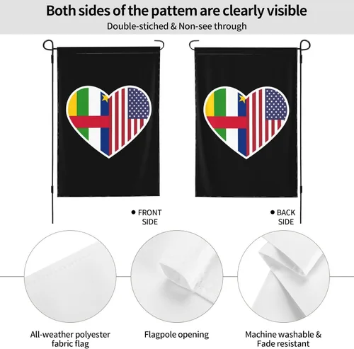 Vista 6 de I Love America And The Central African Republic Garden Flag 12.5"x18" Inch Double Sided Garden Flags Home Lawn Outdoor Decor Flags Party Banner