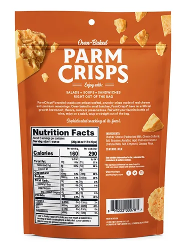 Vista 2 de ParmCrisps - Galletas crujientes de queso cheddar, hechas simplemente con queso 100% REAL Snacks keto saludables, bajos en carbohidratos, altos
