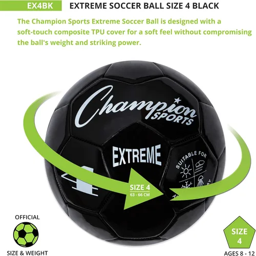 Vista 3 de Champion Sports Extreme Series - Balón de fútbol – Tamaños 3, 4, 5, tacto suave, para todo clima, alta retención de aire, pelotas de liga