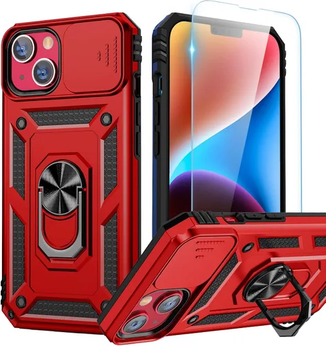 Vista 39 de Goton Funda para iPhone 14 Plus con Protector de Pantalla - Funda con Cubierta Deslizante para Cámara con Soporte de Anillo, Resistente de Grado