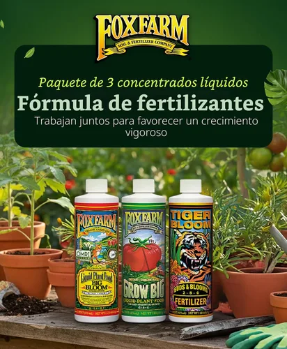 Vista 6 de FoxFarm Fertilizer Soil Trio Liquid Nutrient: Tiger Bloom, Grow Big, Big Bloom Botellas - (Paquete de 3-1 pinta)