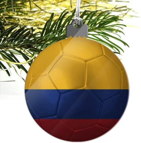 Vista 5 de GRAPHICS & MORE Bandera de Colombia Bola de Fútbol Fútbol Fútbol Acrílico Árbol de Navidad Adorno de vacaciones
