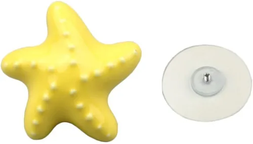 Vista 15 de Vpang 2 pomos de cerámica autoadhesivos para gabinete, diseño de estrella de mar, forma de concha, corazón, cajón, ayudante, ayudante, cocina