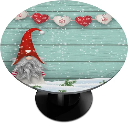 Vista 9 de Mantel redondo ajustable para árbol de Navidad de 36 a 42 pulgadas, diseño de copos de nieve, impermeable, lavable, con bordes elásticos, decoración
