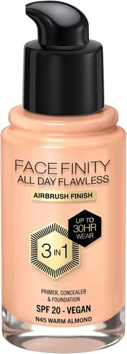 Vista 5 de Max Factor Facefinity 3 en 1 base de maquillaje líquida todo el día sin imperfecciones, SPF 20-32 Beige claro, 30 ml