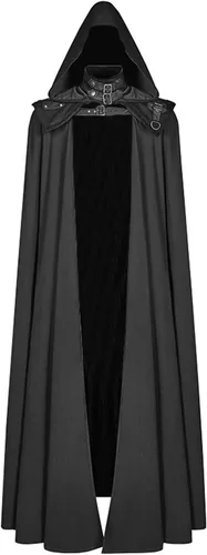 Vista 2 de Capa medieval con capucha para hombre, disfraz gótico de diablo aterrador, disfraz gótico, abrigo Praty