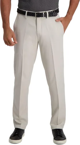 Vista 8 de Haggar Cool 18 Pro - Pantalón casual de cintura súper flexible con parte frontal plana y ajuste delgado para hombre Gris oscuro (Dark Grey Heather)