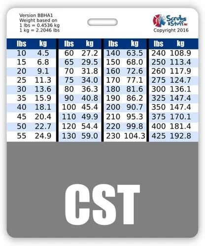 Vista 11 de CST Badge Buddy - Tablas de conversión horizontales con altura y peso (estándar, negro)