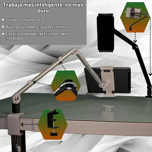 Vista 2 de Soporte para monitor portátil de 16 pulgadas, soporte de aluminio resistente con ajuste de ángulo infinito, gestión de cables integrada, compatible