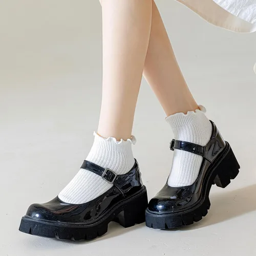 Vista 3 de Mcool Mary Calcetines tobilleros con volantes para mujer, paquete de 6 Blanco