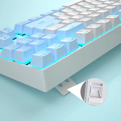 Vista 5 de MageGee Teclado mecánico para juegos al 75% con interruptor rojo, teclado retroiluminado azul LED, 87 teclas compacto TKL con cable para computadora