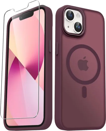 Vista 11 de YENAPOON Funda magnética mate para iPhone 11 con 1 protector de pantalla, compatible con Magsafe, translúcida esmerilada, delgada, a prueba