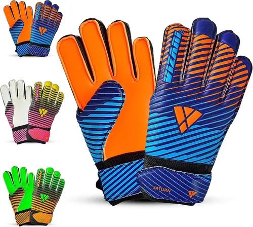 Vista 2 de Vizari Saturn Soccer Goalie Goalkeeper Gloves for Kids Youth & Adults, Football Gloves with Grip Boost Padded Palm and fingersave Flat Cut