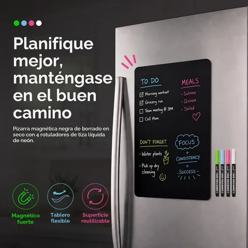 Vista 7 de Cinch - Pizarra blanca magnética para refrigerador de 17 x 11 pulgadas, más 4 marcadores y borrador grande con imanes, pizarra magnética