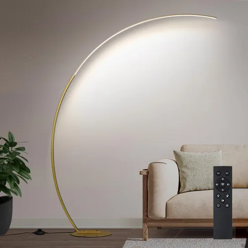 Vista 11 de Lámpara de pie LED regulable con 3 temperaturas de color, ultra brillante de 2000 lúmenes, lámparas de pie de arco marrón para sala de estar