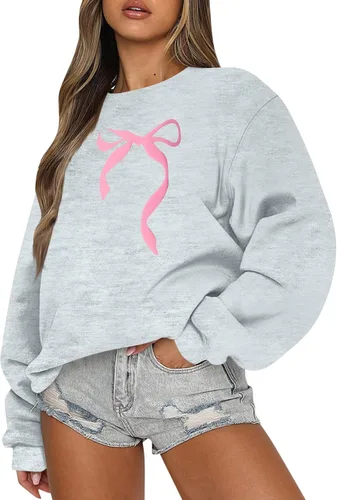 Vista 28 de Sudadera casual de manga larga para mujer, cuello redondo, ajuste holgado, tallas S-3XL