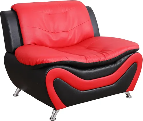 Vista 9 de Beverly Fine Furniture Aldo (3 piezas) Moderno juego de sofás, negro/rojo