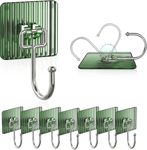 Vista 8 de Ganchos adhesivos acrílicos para colgar resistentes de 44 libras (máx.), ganchos para abrigos y toallas, ganchos de pared impermeables y resistentes