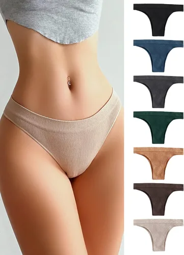 Vista 5 de Verdusa Conjunto de 7 calzones acanalados sin costuras para mujer