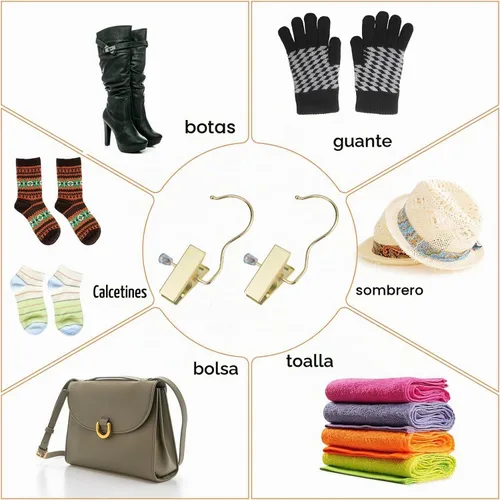 Vista 2 de Ganchos para botas de 4.5 pulgadas, ganchos de metal dorados para colgar guantes, zapatos, ganchos de lavandería, extensiones de cabello, clips