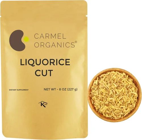 Vista 8 de CARMEL ORGANICS Regaliz (Mulethi) Cortado de raíz de 6 onzas Yashtimadhu indio, Glycyrrhiza Glabra, para la salud, el cuidado de la piel