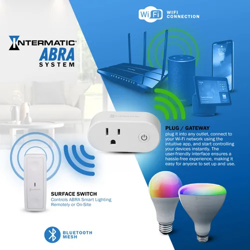 Vista 3 de Intermatic ABRA Wi-Fi Smart Plug - Control de voz con Siri, Alexa y Google Home, monitoreo de energía, puerta de enlace de malla Bluetooth®
