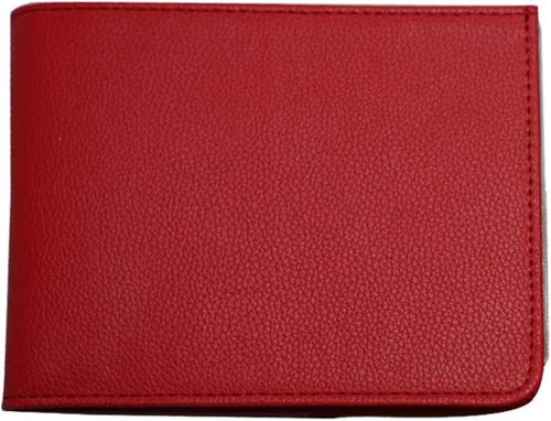 Vista 3 de Juego de 2 billeteras de cuero RFID para tarjetas de crédito mágicas delgadas para hombres (rojo brillante)