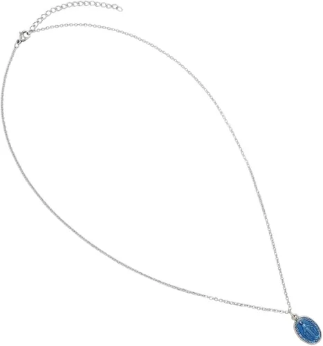 Vista 4 de Rosemarie Collections Collar con colgante religioso con medallón de esmalte milagroso para mujer color azul para la novia 18 pulgadas Peltre Esmalte