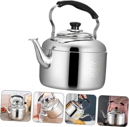 Vista 2 de Luxshiny Hervidor de té silbante de acero inoxidable, caldera de agua de 6 L, tetera de gran capacidad con mango antiquemaduras para el hogar