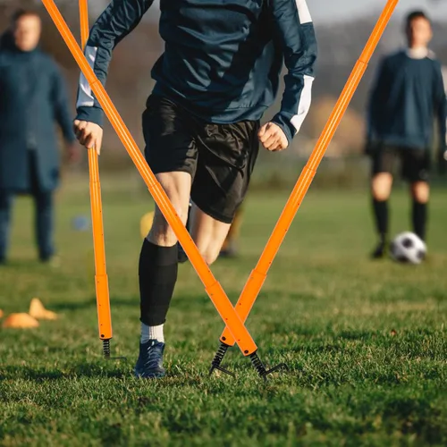 Vista 5 de Hikeen Bastones de fútbol de longitud ajustable, obstáculos de entrenamiento de agilidad y obstáculo de fútbol para adolescentes, entrenamiento