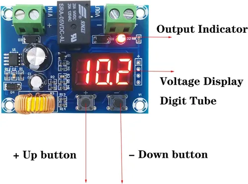 Vista 3 de Interruptor de desconexión de protector digital de bajo voltaje XH-M609, módulo de protección de voltaje CC 12V-36V Módulo de protección de circuito